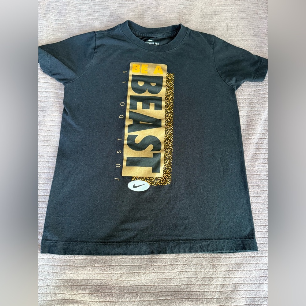 Nike Kids Black and Gold 'Be a Beast' Tee